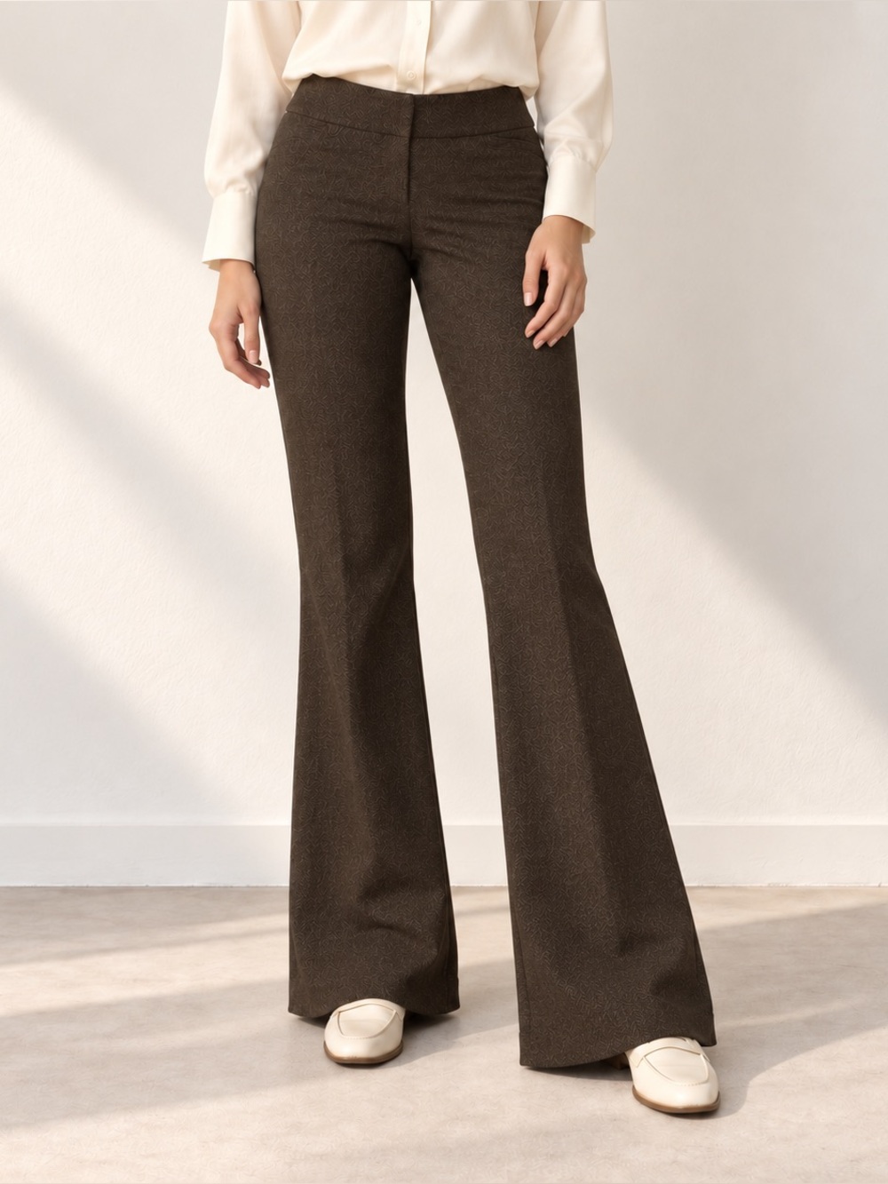 Elegant The Limited Brown Low Rise Flare Textured Drew Fit Dress Pants Women's 2